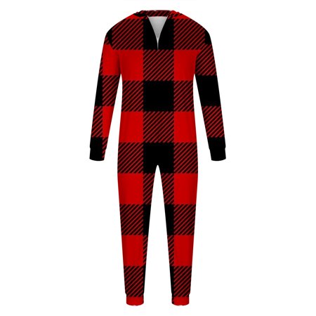 

Parent-child Christmas Set Printed Home Wear Hoodid Pajamas Dads Jumpsuit womens christmas pajamas