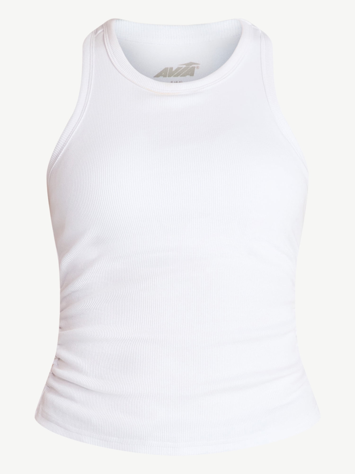 Avia Women's and Women's Plus Cotton Ruched Rib Tank Top, Sizes XS-4X