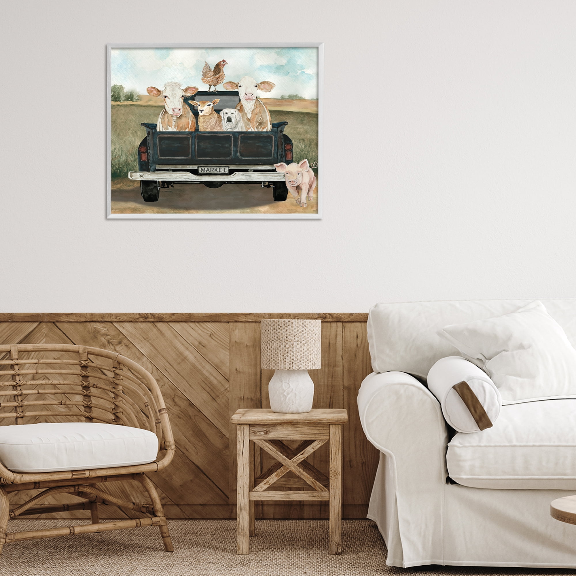 Stupell Industries Ready For A Farm Ride White Framed Giclee Art, design by Cindy Jacobs
