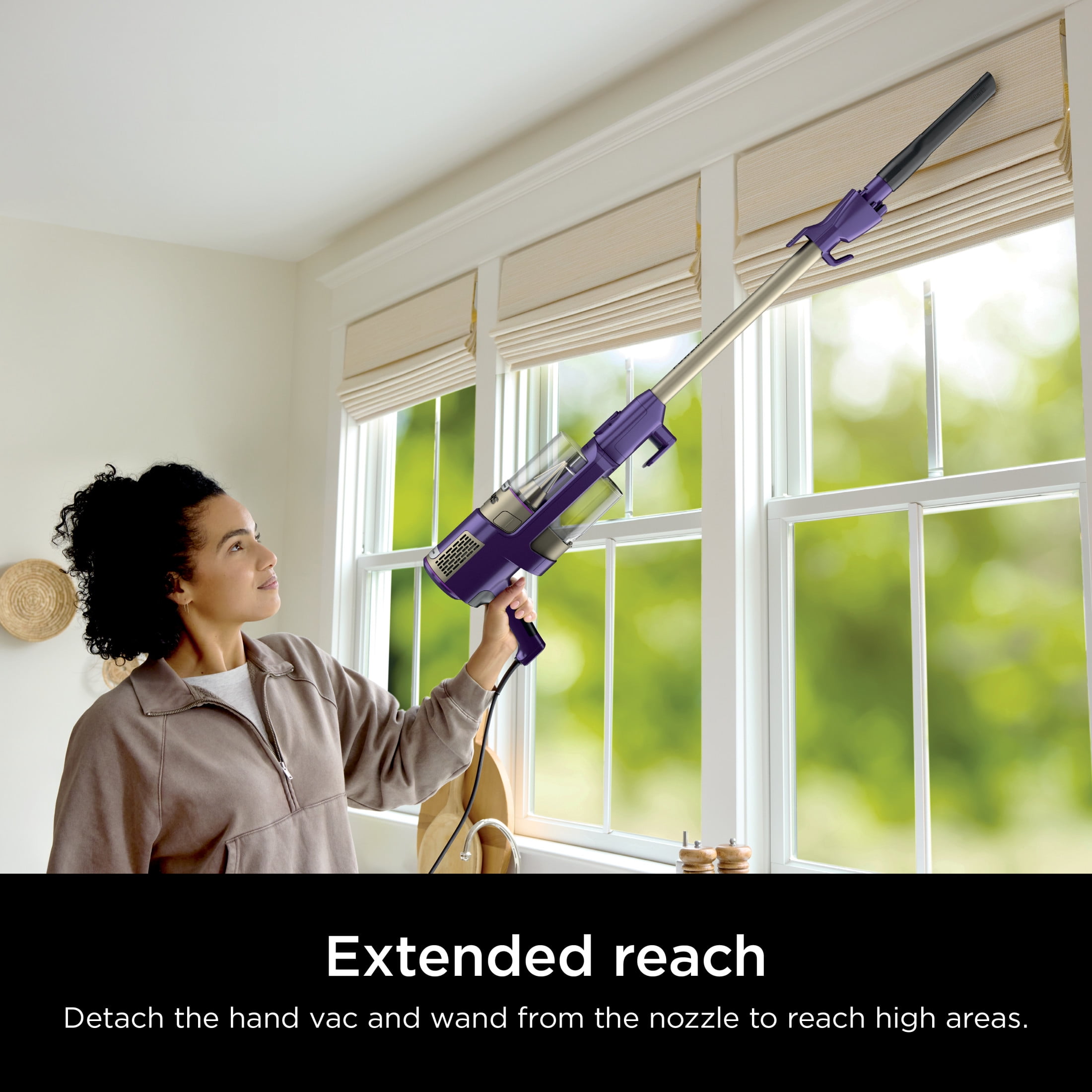 Shark POWERDETECT Corded Stick Vacuum, Carpet and Hardfloors, Pet Friendly, with DuoClean Detect Technology, Self-Cleaning Brushroll, HZ4002 Purple