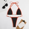 thumbnail image 2 of DHFJKG Two Piece Bikini Sets For Women Swimsuits Self Tie Halter Triangle Top With Thong Bottoms Summer Pool Party Trendy Beachwear, 2 of 3