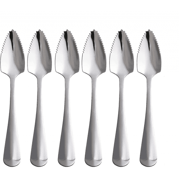 Grapefruit Spoon Set 6 Pieces Of Food Grade Stainless Steel Dessert Spoon Mirror Fruit Spoon, Serrated Grapefruit Tableware Tool