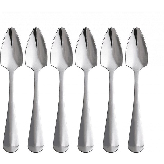Grapefruit Spoon Set 6 Pieces Of Food Grade Stainless Steel Dessert Spoon Mirror Fruit Spoon, Serrated Grapefruit Tableware Tool