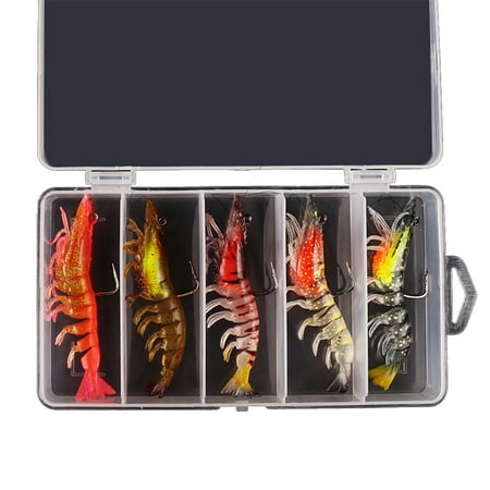3pcs/5pcs Pre-rigged Fishing Jigs Well-made Lifelike Shrimp Crayfish Swimbait Weedless Lure 12g/9CM for Bass Trout Walleye (5pcs)