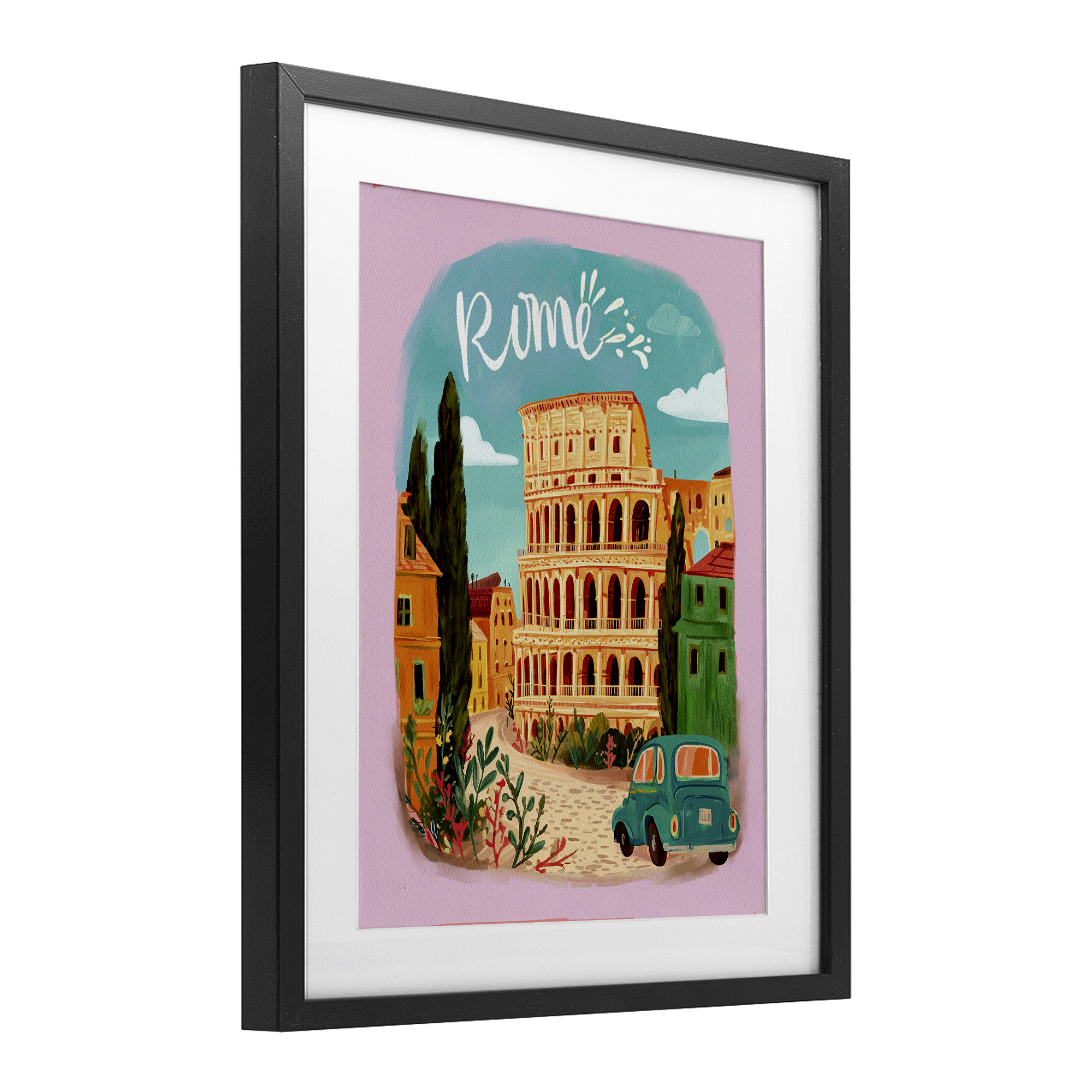 Rome Travel Spot Architecture Black Framed Print Under Glass, design by Yen
