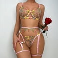 thumbnail image 3 of Conjunto de liguero con perspectiva de tres puntos y escote en V de estilo europeo y americano, ropa interior sexy con tirantes ajustables y cuerda para la cintura, 3 of 6