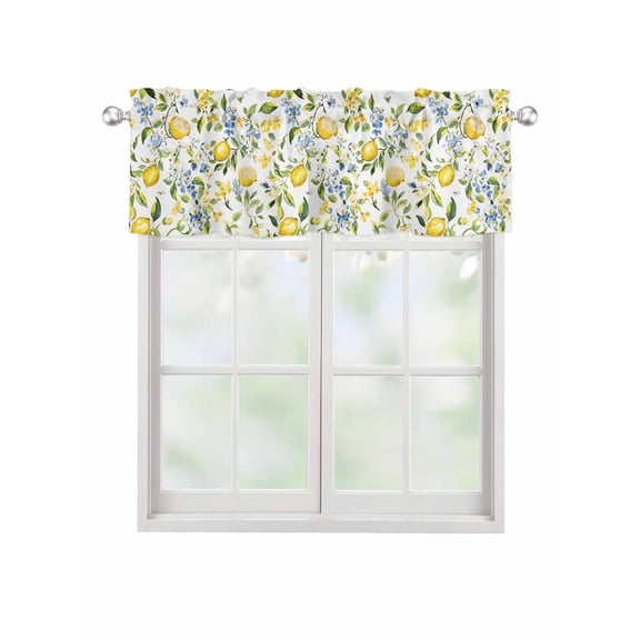 Valances for Windows Summer Lemon Rod Pocket Cafe Window Treatments Valance Curtains for Kitchen Bathroom Laundry Basement Windows 60"x18"