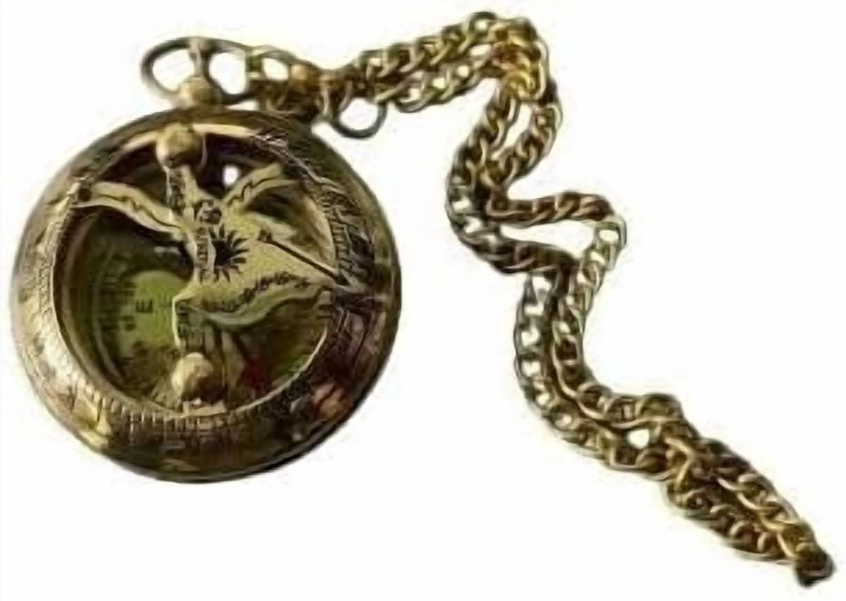 Maritime treasures Vintage Style Brass Pocket Compass with Chain Antique Finish Nautical Compass for Hiking,Camping, Travel & Decorative Gift