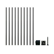 saney Square Balusters, 32’’ – 10pk Stair Baluster Kit with 20 Connectors for Indoor or Outdoor Stairs, Made with Durable Black Textured Powder-Coat Finished Aluminum (32’’ x 3/4’’)