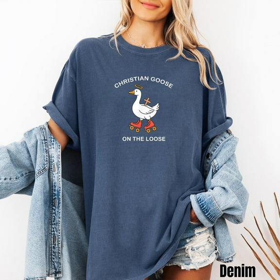 Funny Christian Goose Shirt - “On The Loose” Roller Skating Duck Tee, Cute Religious Graphic Tee for Women Men