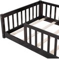 thumbnail image 7 of Twin Size Floor Bed for Little Ones, Wood Twin Montessori Bed Frame with Fence Guardrails and & Support Slats, Twin Playhouse Bed Without Door, Wood Fence Bed Playpen Bed, Expresso, 7 of 7