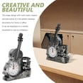 thumbnail image 3 of Reloj de violín de mesa de figuras de violín con soporte de lápiz modelo de violín adorno niños, 3 of 5