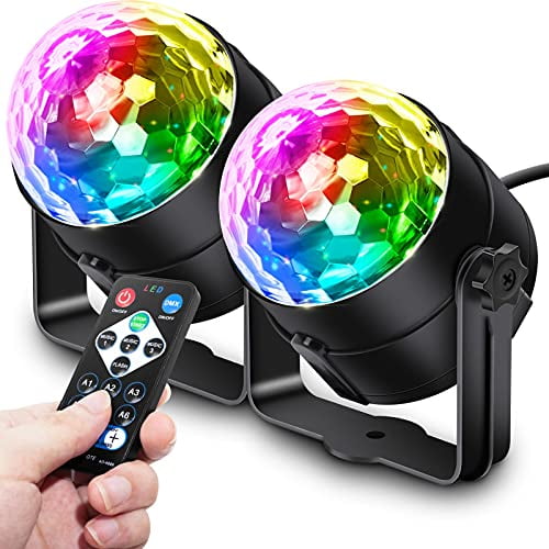 Disco Ball Lights 12 Colors LED Party Lights DJ Sound Activated Rotating Lights Wireless Phone Connection with Remote Control for Home KTV Wedding Dance Show 