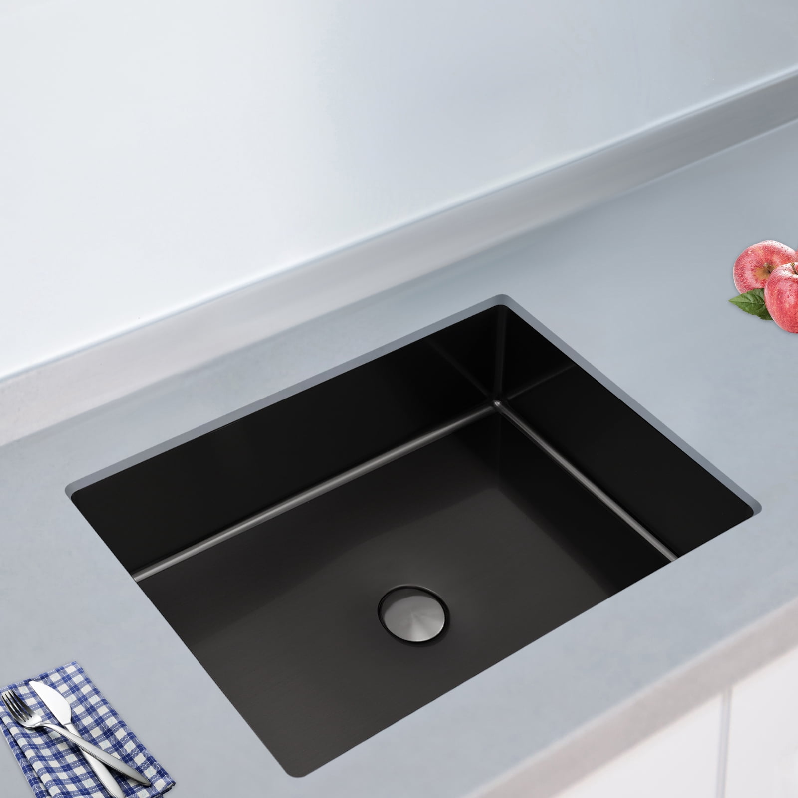 Wildnix Modern Rectangular Bathroom Sink, Undermount Design, Brushed 304 Stainless Steel, Pop-Up Drain Included, 6.07 Gallon Capacity, Stylish and Space-Saving for Your Bathroom