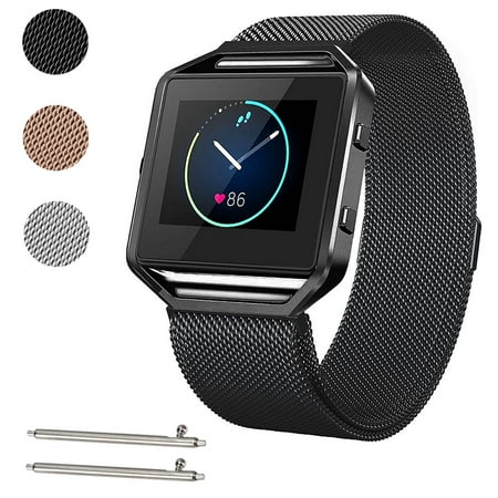 - Large Size Stainless Steel Magnetic Milanese Replacement Wrist Band Loop Strap w/ Frame for Fitbit Blaze Smart Watch