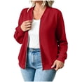 thumbnail image 4 of BXJX Womens Zipper Sweatshirts, Casual Athletic Spring Fall Long Sleeve Bomber Jacket with Pockets Red Size XL, 4 of 8