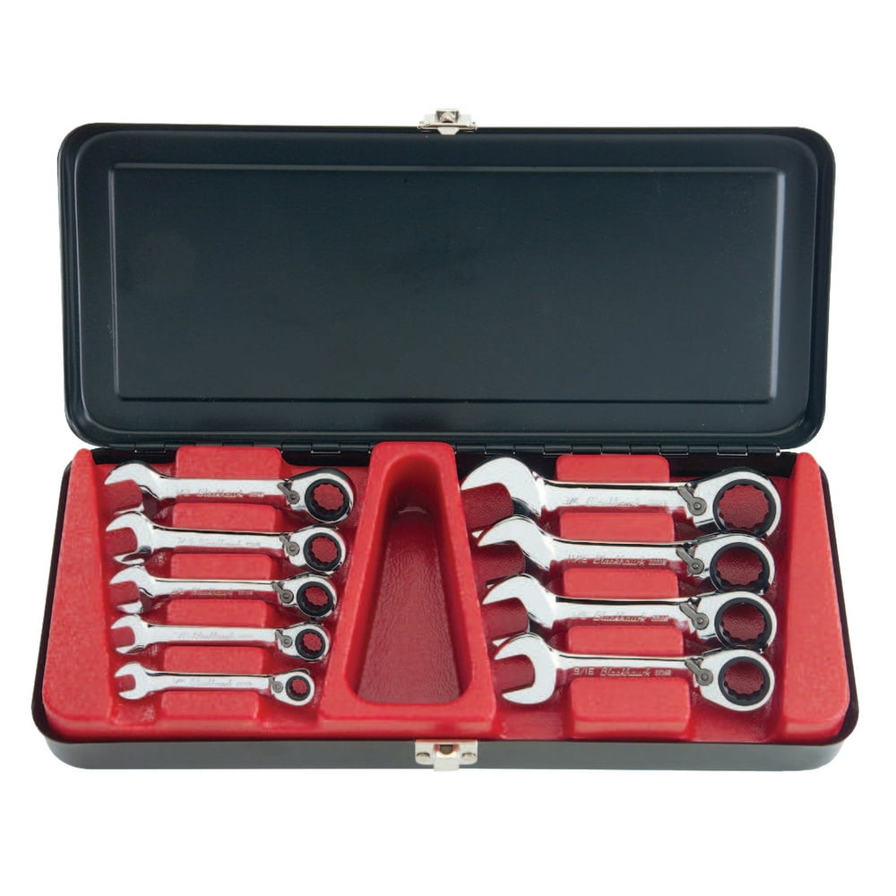Blackhawk 9 Pc. Stubby Reversible Gear Ratcheting Wrench Sets, Inch