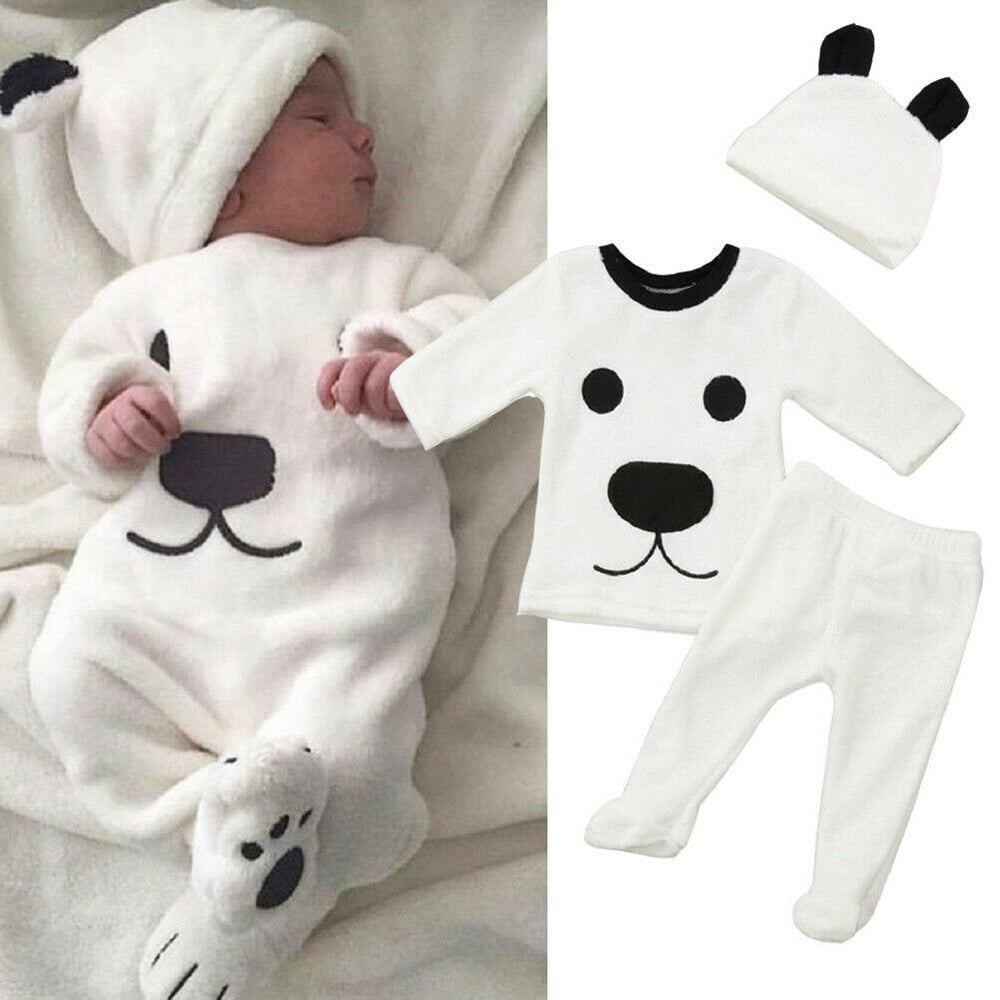 Ma&Baby Newborn Winter Baby Boy Girl Fluffy Top Pants Warm Outfit