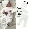 Newborn Winter Baby Boy Girl Fluffy Top Pants Warm Outfit Clothes 3Pcs
