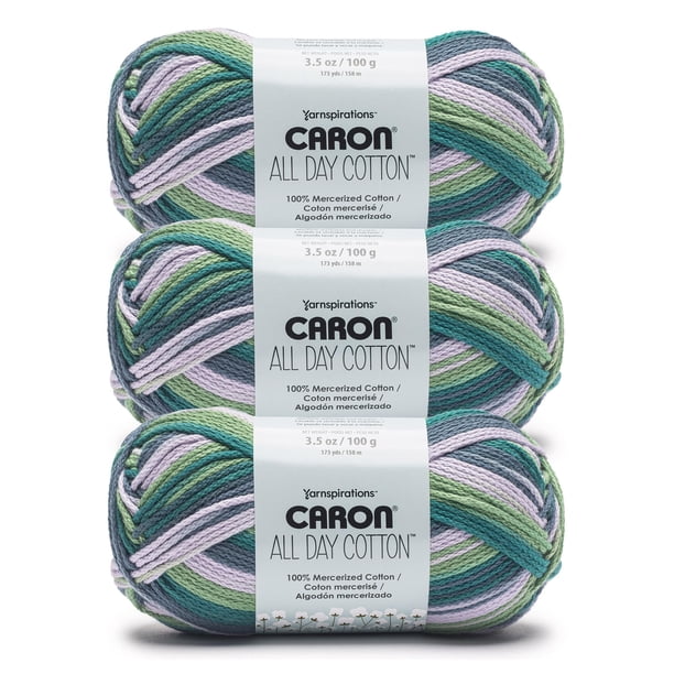 Hilo Caron All Day Cotton Paquete de 3 Unidades de 100g Algodón Mercerizado #4 Worsted
