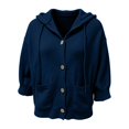 thumbnail image 5 of Endives Womens Cardigan Sweaters Hooded 3/4 Length Sleeve Knit Cardigan Button Front Loose Casual Oversized Sweater Coat With Pockets Cardigan Sweaters for Women Navy XXXXXL, 5 of 6