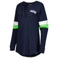 thumbnail image 2 of Women's New Era College Navy Seattle Seahawks Athletic Varsity Lightweight Lace-Up Long Sleeve T-Shirt, 2 of 3