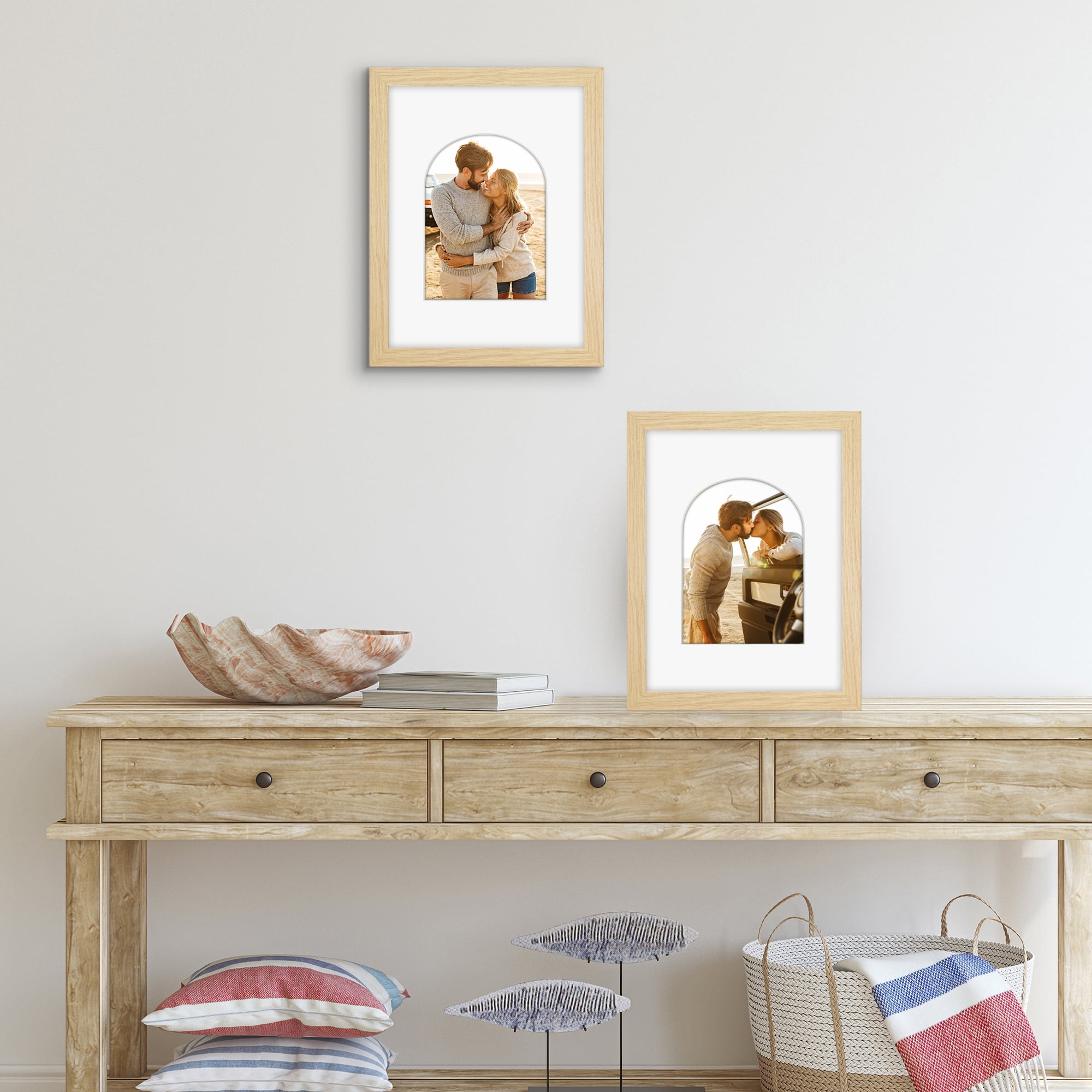 Americanflat 9x12 Picture Frame shaped natural elevate cherished photos unique expertly crafted border black - Oak