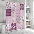 thumbnail image 5 of Boho Purple Flowers Shower Curtain Set - Standard 72" x 72" Washable Bathtub Curtain with 12 Hooks, Spring Floral Botanical Patchwork Vintage Waterproof Fabric Shower Curtains for Bathroom/Bathtub, 5 of 6