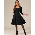 thumbnail image 3 of DARING DIVA Women's 3/4 Sleeve High Waist A Line Pleated Midi Dress XL Black, 3 of 5
