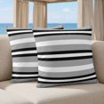 thumbnail image 5 of 16x16 Pillow Covers Set of 2, Black Gray Striped Square Throw Pillow Covers for Couch/Sofa/Living Room, Contemporary Minimalist Lines Art Decorative Soft Pillowcases for Couch Throw Pillows, 5 of 9