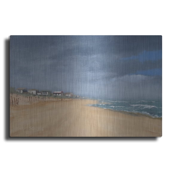 Luxe Metal Art ' Beach Houses and Surf' by Thomas Stotts, Metal Wall Art, 16"x12"