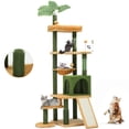 thumbnail image 3 of Uforic 73" Large Cactus Cat Tree Tower with Cat Scratching Posts Cozy Condo Perch for Indoor Cats, Green&Yellow, 3 of 8