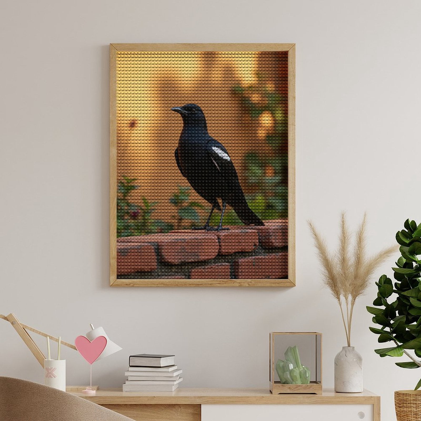 Diamond Art Kits for Adults, Bird Brick Wall Garden Scene 5D Diamond Painting Kits for Adults Beginners, DIY Full Drill Diamond Painting, Gem Art and Crafts 12x16
