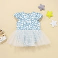 thumbnail image 2 of StylesILove Baby Toddler Girls Butterfly Print Flutter Sleeve Relaxed Romper Tutu Dress Princess Summer Dressy Outfit (9 Months, Blue), 2 of 5