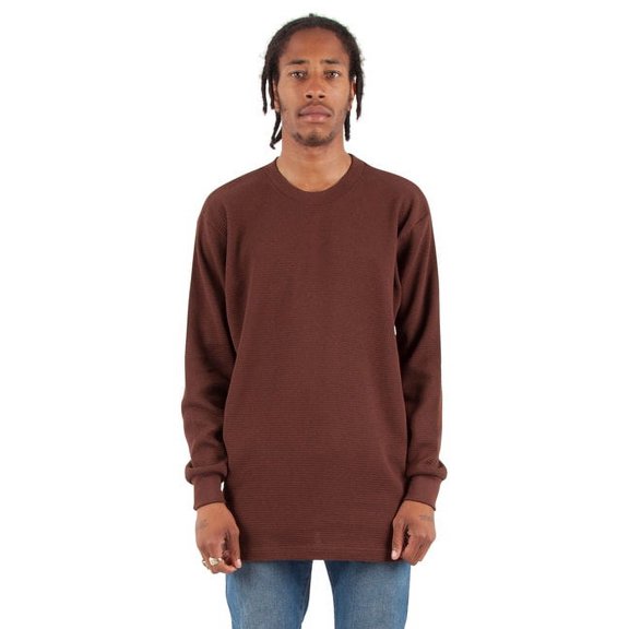 Shaka Wear Adult 8.9 oz., Thermal T-Shirt L BROWN