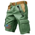 thumbnail image 3 of Havenx Mens 4th Of July Cargo Shorts American Flag Graphic Shorts with Pockets Distressed Washed Pants Cross Patriotic 250 Years Of Freedom Clothes,Camouflage Green M, 3 of 3