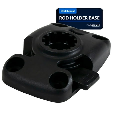 Five Oceans Fishing Rod Holder Deck Mount Base - Deck Mount Base with Sliding-Lock Mechanism 30-Degree Locking Positions Marine-Grade UV Stabilized Fiberglass-Reinforced Plastic- FO4742