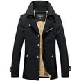 thumbnail image 1 of Men's Winter Plus Velvet Mid-Length Slim with Epaulettes Trench Coat, 1 of 6
