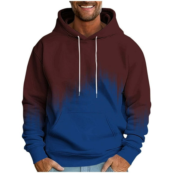 Admvng Sweatshirts for Men Print Leisure Draw Rope Hooded Sweatshirt Autumn and winter Clothing Apparel, Size M-4XL
