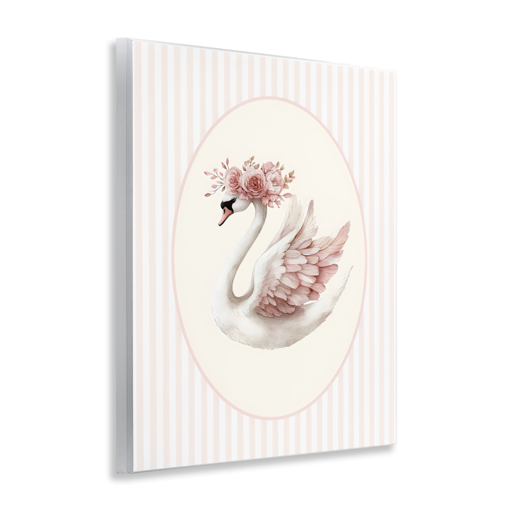 Stupell Industries Nursery Ballerina Swan Striped Wall Plaque Art, design by LSR Design Studio