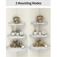 thumbnail image 6 of Afuly Corner Floating Shelves Wall Mounted, Rustic Pine Wood Corner Floating Shelf Set of 3, Distressed White Corner Wall Shelves for Living Room Kitchen Bedroom Bathroom, 9.68x9.68 Inch, 6 of 10