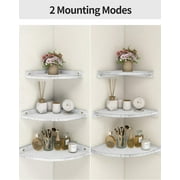 Afuly Corner Floating Shelves Wall Mounted, Rustic Pine Wood Corner Floating Shelf Set of 3, Distressed White Corner Wall Shelves for Living Room Kitchen Bedroom Bathroom, 9.68x9.68 Inch