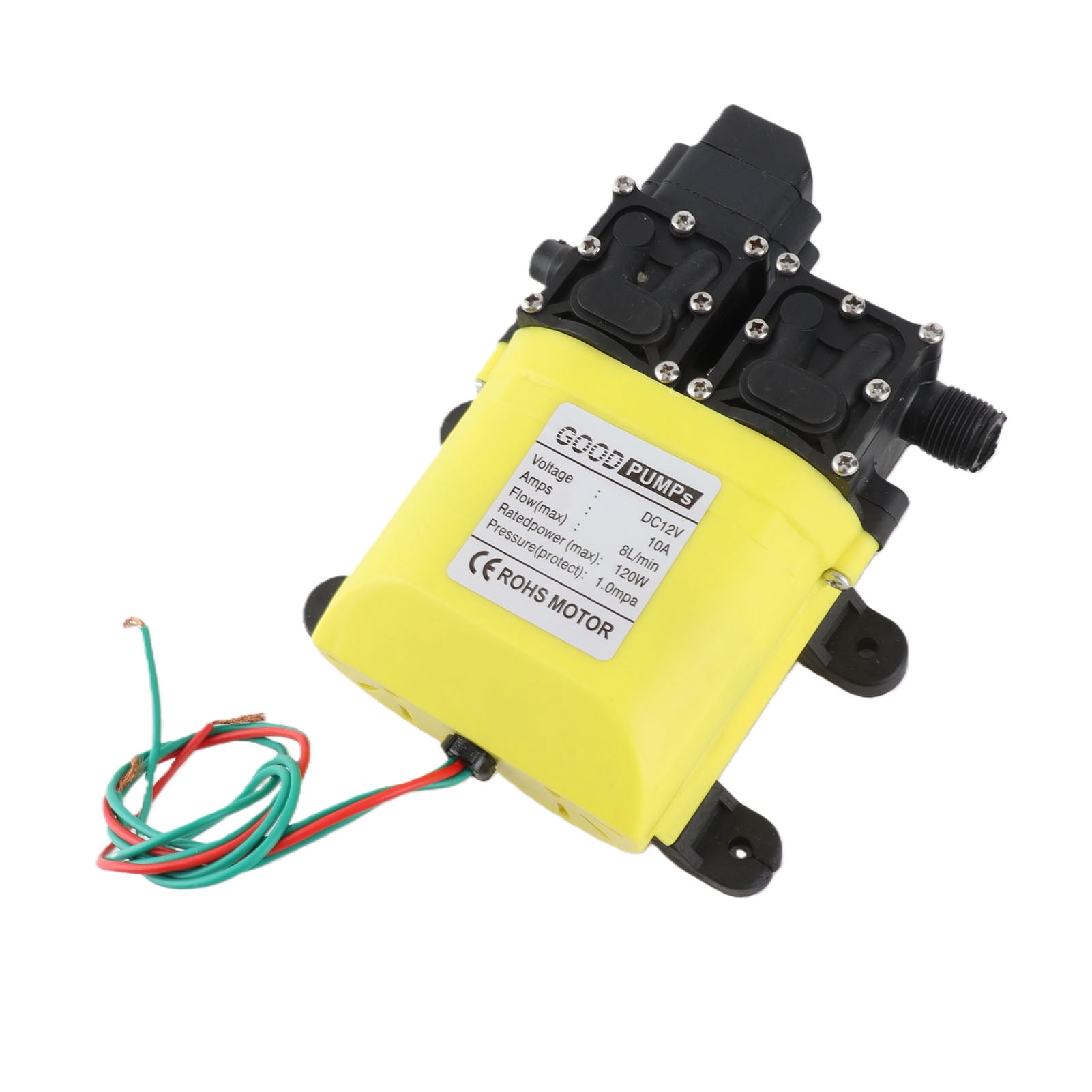 BIMZUC 12V 120W 8L Diaphragm High Pressure Pump with Copper Connector Automatic Water Injection Pump for RV, Marine, Garden Sprinklers, 10A Electric Transfer Pump