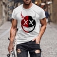 thumbnail image 2 of UVEASISHA Men's Novelty Graphic T-Shirts Short Sleeve Funny Face Printed Casual Tees Breathable Slim Fit Gym Workout Shirts Comfy Crewneck Pullover White XL, 2 of 6