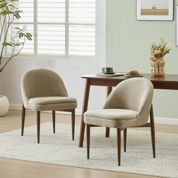 Christopher Knight Home Chenille Upholstered Dining Chair with Curved Back, Light Camel, Set of 2