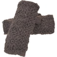 thumbnail image 3 of Thermal Insulated Lined Cable Knit Arm Warmer Fingerless Gloves Thumb Hole Gloves Mittens (Dark Brown), 3 of 6