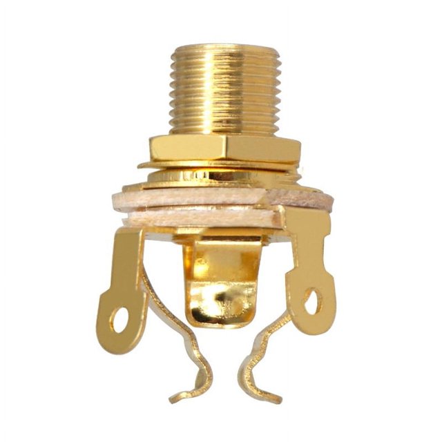 1/4 Inch 6.35Mm Stereo Input Connector Brass For Electric Guitar Guitar Pick-Up Output Replace Guitar Parts Gold
