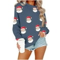 thumbnail image 4 of GuzomFashion Womens Navy Santa Print Christmas Sweatshirt - Soft Polyester, Crew Neck Long Sleeve, Relaxed Fit, S-XXL for Holiday Gatherings & Winter Casual Wear,Size M, 4 of 4
