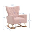 thumbnail image 3 of Ouyessir Nursery Rocking Chair Velvet Upholstered Glider Rocker Comfy Accent Chair with Solid Wood Base and High Backrest for Living Room Bedroom, 3 of 6