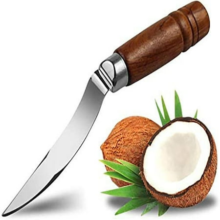 

Coconut Tool Coconut Meat Remover Durable Wooden Handle Stainless Steel Coconut Opener Scraper Knife for Kitchen Home